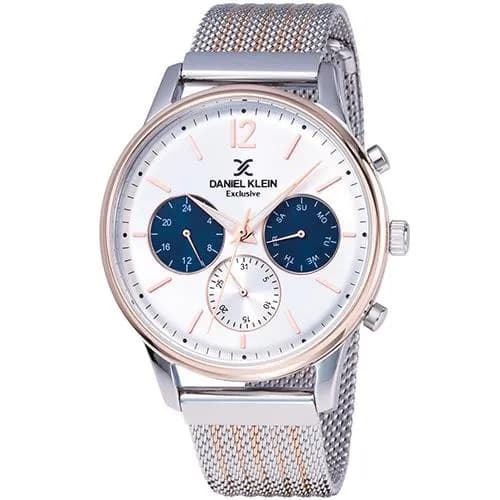 Relógio Analógico Daniel Klein Exclusive DK11906-4 Masculino Pulseira de Aço Inoxidável - Prata e Rosa Ouro