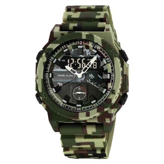 Relogio Digital Masculino Daniel Klein DK.2355-4 Summer 25 / Pulseira de Silicone - Camuflado Verde