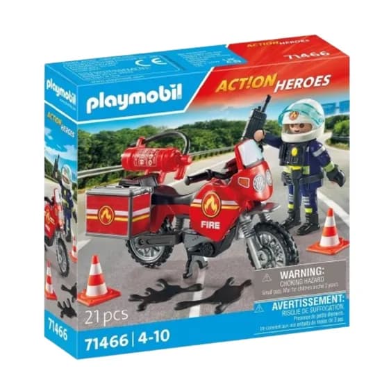 Brinquedo Playmobil Caminhão de Bombeiros Na Cena do Acidente