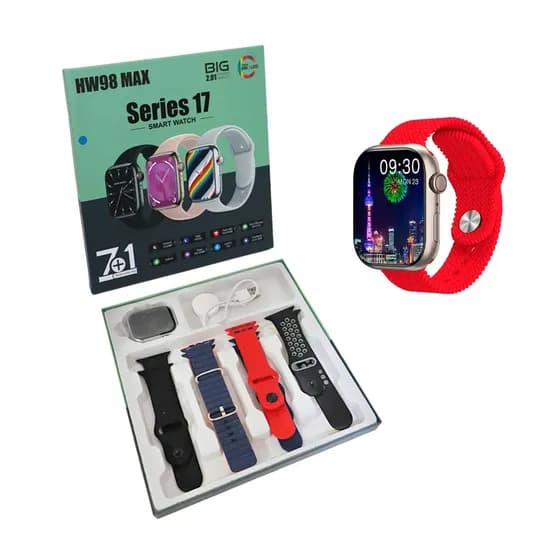 Relogio Smart HW98 Max Series 17 - 7 Pulseiras