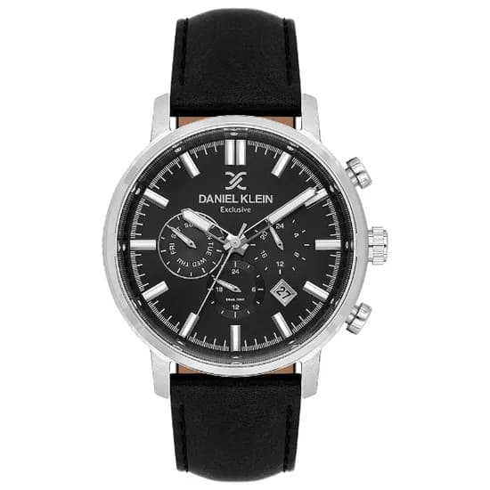 Relogio Analógico Masculino Daniel Klein DK.1.14229-2 Exclusive Gent / Pulseira de Couro - Preto/Prata