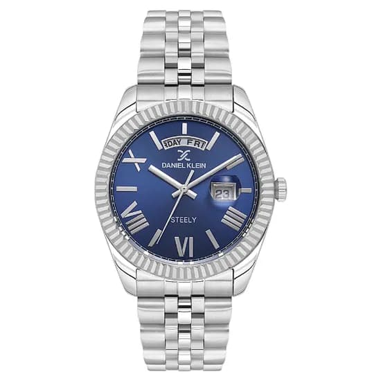 Relogio Analógico Masculino Daniel Klein DK.1.14026-2 Steely / Pulseira de Aço Inoxidável - Prata/Azul