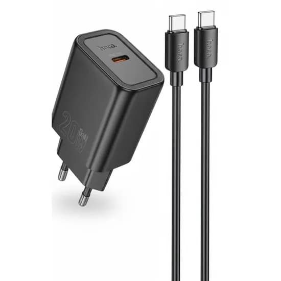 Carregador Hoco N60 20W + Cabo USB-C para USB-C - Preto