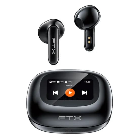Fone de Ouvido Sem Fio FTX E97L-BK com Bluetooth 6.0 / Microfone / Touch / IPX6 - Preto