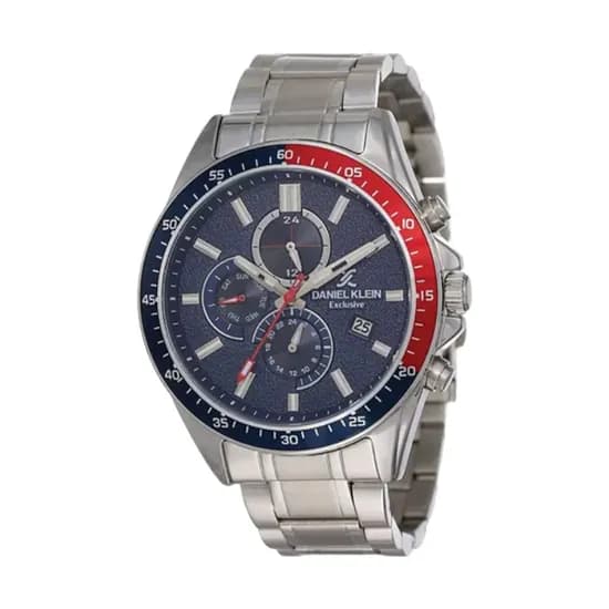 Relógio Analógico Masculino Daniel Klein DK.1.12456-3 Exclusive Gents / Pulseira de Aço Inoxidável - Prata/Azul