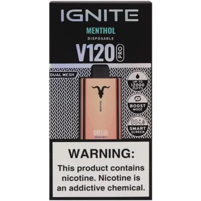 Vaper Descartavel Ignite V120 Pro Rose Gold Menthol 12000 Puffs