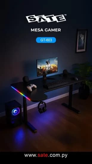 Mesa Gamer Sate GT-603 RGB 1060X810X110MM Black