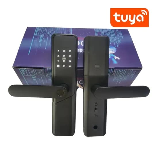 Fechadura Digital S814 Wifi Tuya/Cartão/Chave Preto