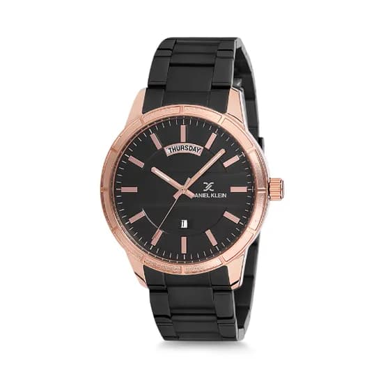 Relógio Analógico Masculino Daniel Klein Premium DK12215-2 - Preto e Rosa Ouro