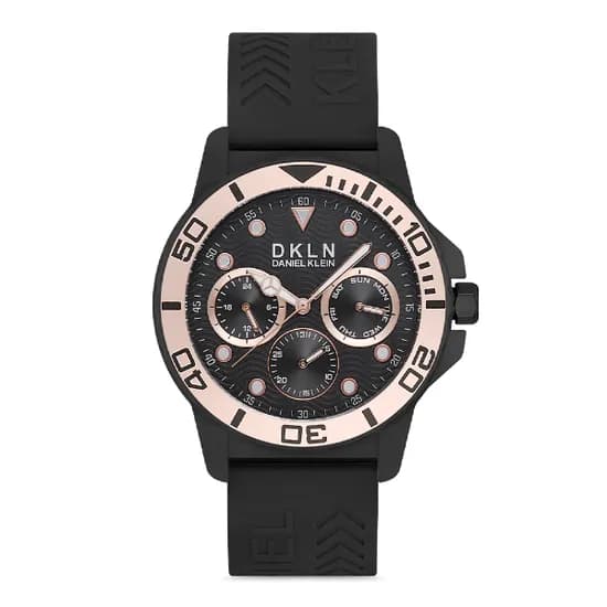 Relogio Analógico Masculino Daniel Klein DK.1.12716-2 DKLN Gents / Pulseira de Silicone - Preto/Rose
