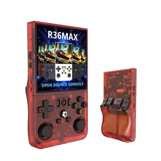 Console Game Portatil R36 Max / 4.0" / TF Card 64GB / 1GB + 8GB / 4000MAH / 5V / 1.5A - Vermelho