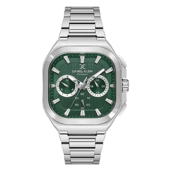 Relogio Analógico Masculino Daniel Klein DK.1.13903-4 Exclusive Gents / Pulseira de Aço Inoxidável - Prata/Verde