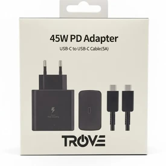 Carregador Trove PD Fast 45W com 1 Porta USB-C / com Cabo USB-C - Preto