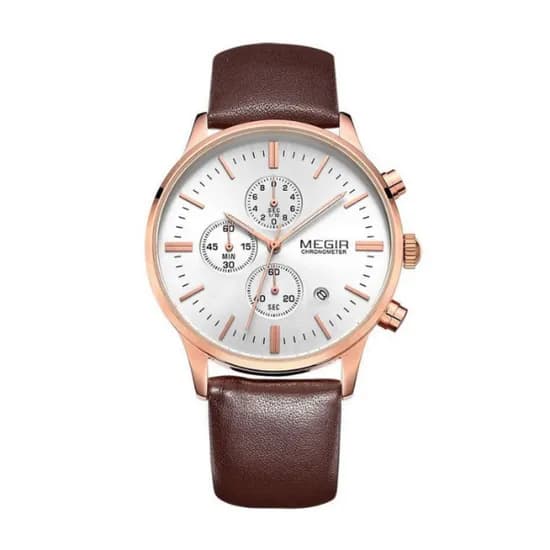 Relógio Analógico Feminino Megir Chronograph ML2011LREBN-7N0 - Marrom/Rosa Ouro