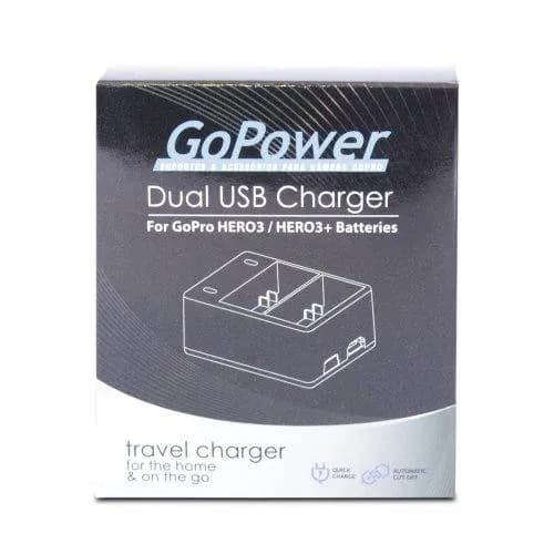Carregador de Viagem para 2 Baterias Gopower para Gopro HERO3 e 3+ - Preto