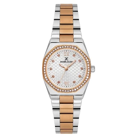 Relogio Analogico Feminino Daniel Klein DK.1.14099-6 Premium Lady / Pulseira de Aço Inoxidável - Prata/Rose Gold