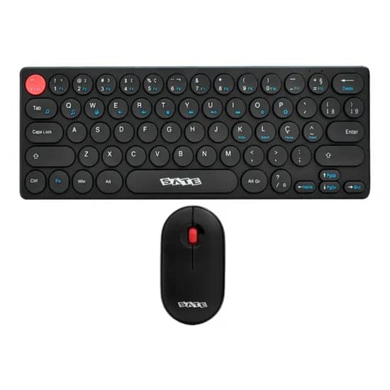 Teclado e Mouse Sem Fio Satellite AK-6011G Mini, Portugues, Preto
