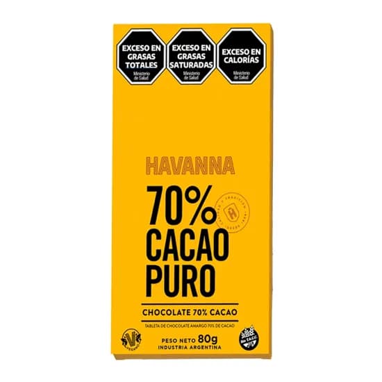Barra Chocolate Havanna 70% Cacao 80G