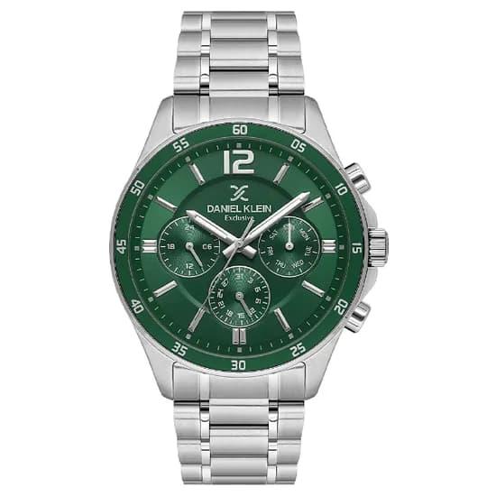 Relogio Analógico Masculino Daniel Klein DK.1.13972-3 Exclusive Gent / Pulseira de Aço Inoxidável - Prata/Verde