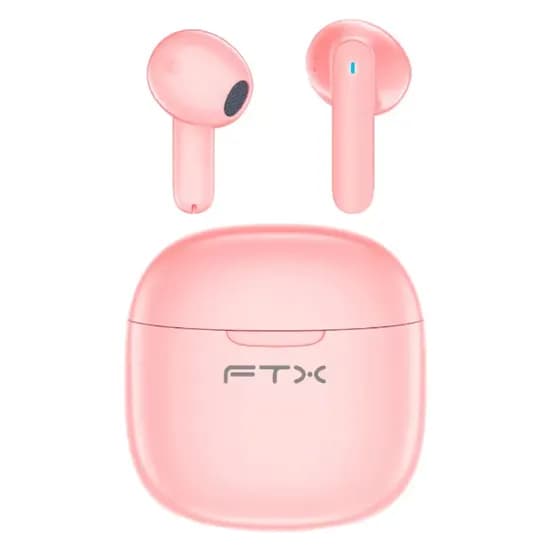 Fone de Ouvido Sem Fio FTX E68-PK com Bluetooth 6.0 / Microfone / Touch / IPX6 - Rosa