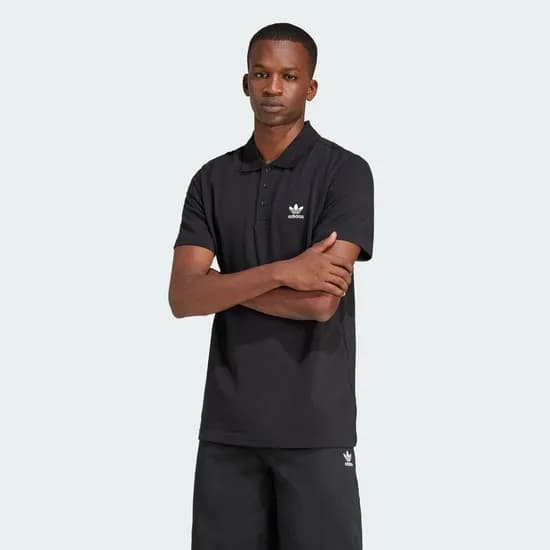 Remera Adidas Polo Essentials Trifolio Negro