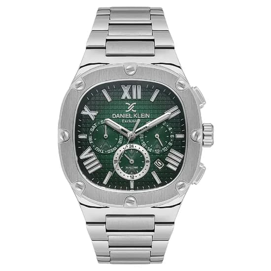 Relogio Analógico Masculino Daniel Klein DK.1.14009-4 Exclusive Gent / Pulseira de Aço Inoxidável - Prata/Verde
