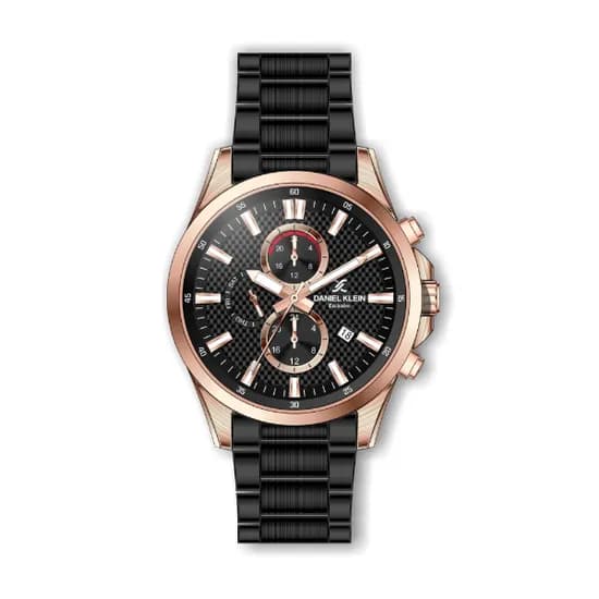 Relógio Analógico Masculino Daniel Klein Exclusive DK.1.12452-4 - Rosa Ouro e Preto