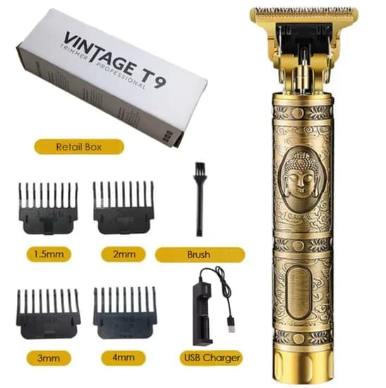 Máquina de Cortar Cabelo e Barba Acabamento Vintage T9