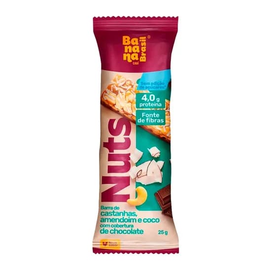 Barra de Castanhas e Amendoim Banana Brasil Coco 25G