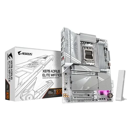 Placa Mãe Gigabyte X870 Aorus Elite Wifi 7 Ice DDR5 Socket AM5 Chipset AMD X870 ATX