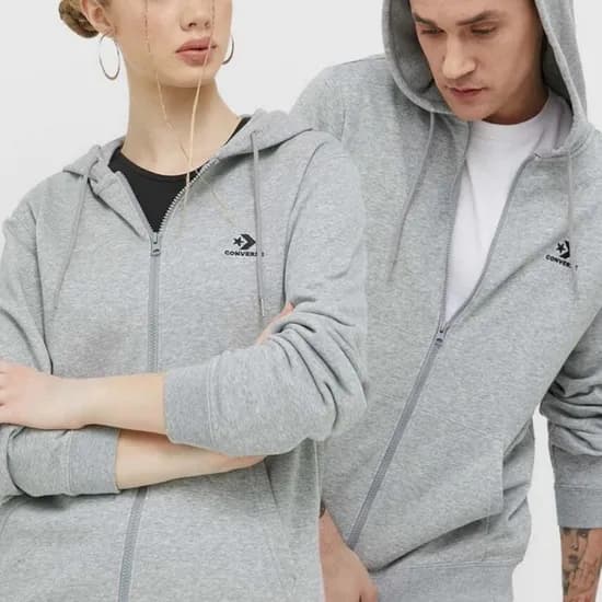 Moleton Converse Stand Fit Star Zip Hoodie Gris