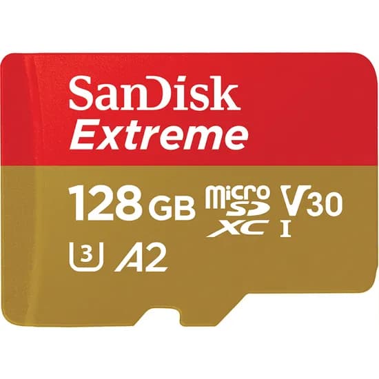 Memória Micro SD Sandisk Extreme 190-130 MB/s U3 128 GB com Adaptador (SDSQXAA-128G-GN6MA)