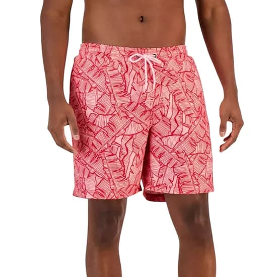 Bañador Masculino Club Room Pink Red Palm Leaves