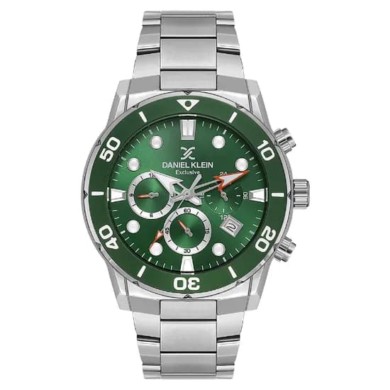 Relogio Analógico Masculino Daniel Klein DK.1.13887-3 Exclusive Gents / Pulseira de Aço Inoxidável - Prata/Verde