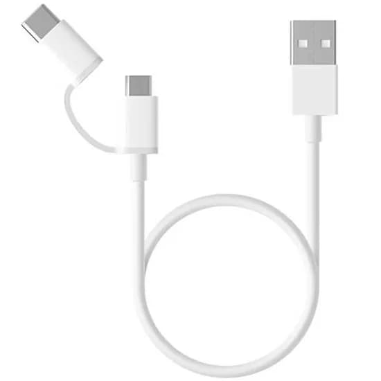 Cabo USB Xiaomi Mi 2 Em 1 Micro USB A USB-C SJX02ZM SJV4082TY 1 Metro - White