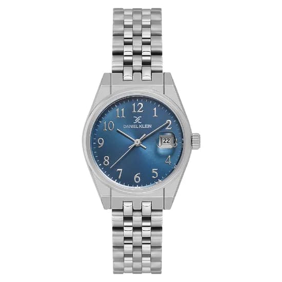 Relogio Analogico Feminino Daniel Klein DK.1.13984-2 Premium Lady / Pulseira de Aço Inoxidável - Prata/Azul