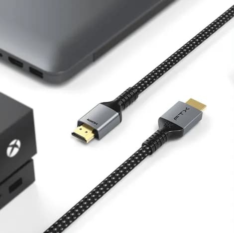 Cabo HDMI Macho para HDMI Macho 2.1, 3M FTX FTX-HD8K-AG3, 4K/8K, 60HZ/120HZ, 48GBPS, Preto, Carcaça de Aluminio, Nylon Trançado