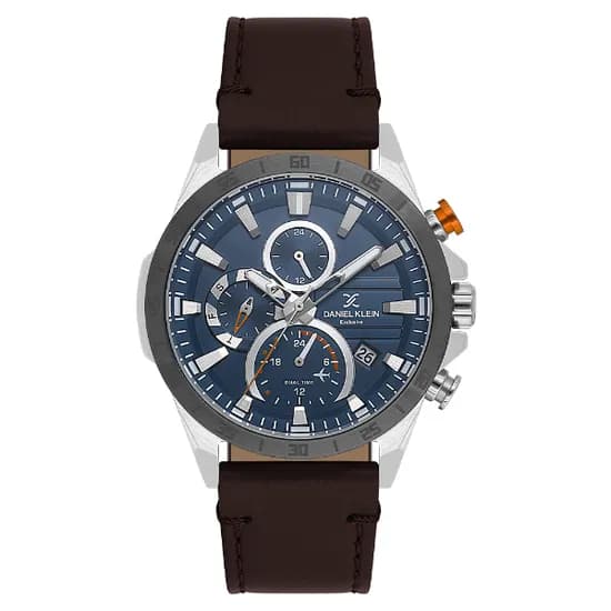 Relogio Analógico Masculino Daniel Klein DK.1.13993-4 Exclusive Gent / Pulseira de Couro - Marrom/Preto/Azul