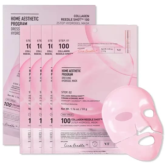Máscara Facial VT Cosmetics Collagen Reedle Shot 100 2-Step - 4 Unidades