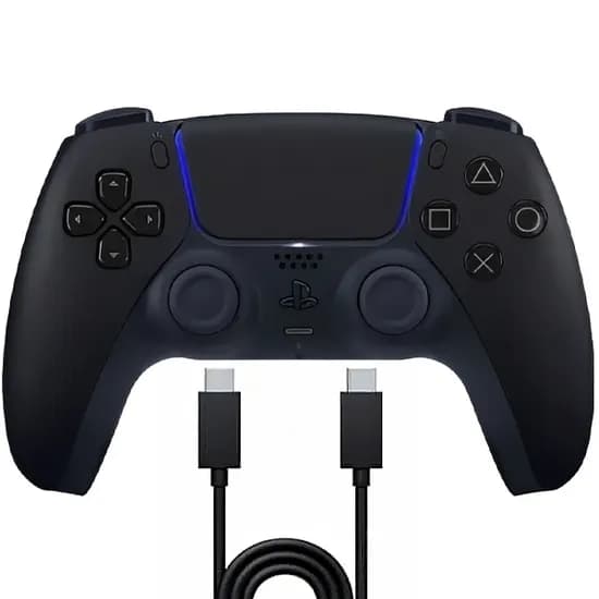 Controle Sem Fio Sony Dualsense CFI-ZCT2W para Playstation 5 - Preto + Cabo USB-C