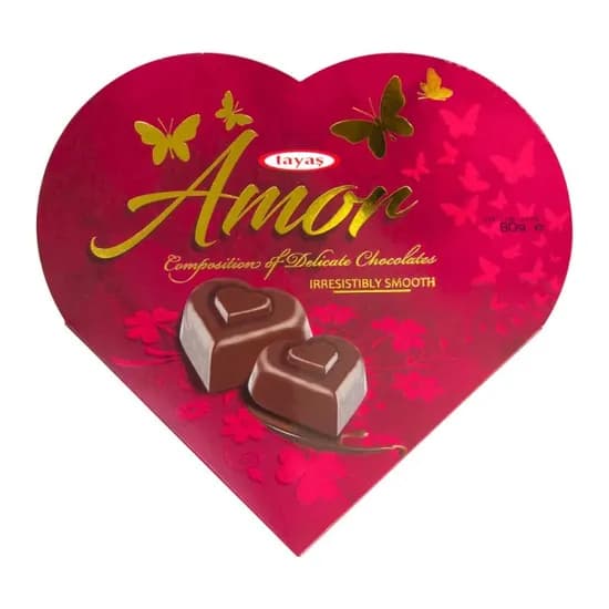 Bom Bom Tayas Amor Caixa Coração Vermelho 80G