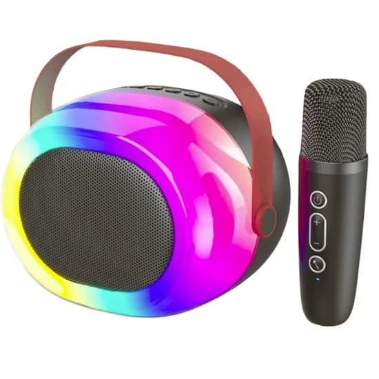 Speaker Ecopower EP-2326 RGB 10W Bluetooth/ USB/ SD/ Auxiliar/ Karaoke/ Micrófone - Preto