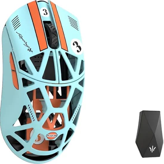 Mouse Gamer Wlmouse Beast X Max Magnésio Dongle 8K Sem Fio Omron Opticals Lados Sólidos - Azul/Laranja