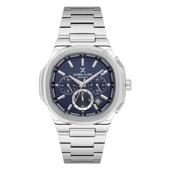 Relogio Analógico Masculino Daniel Klein DK.1.14082-3 Exclusive Gents / Pulseira de Aço Inoxidável - Prata/Azul
