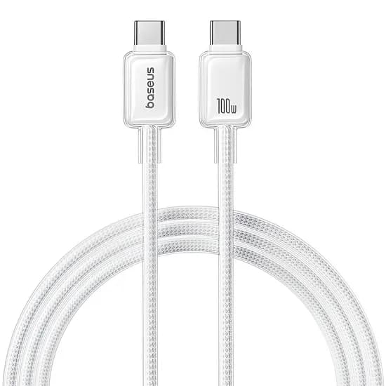 Cabo USB-C para USB-C Baseus Crystal Fast Charging Data 100 W - Moon White 1 Metro (P10383100211)