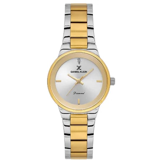 Relogio Analogico Feminino Daniel Klein DK.1.14136-3 Diamond Lady / Pulseira de Aço Inoxidável - Prata/Gold