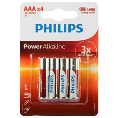 Pilha Philips AAA LR03E4B/97 4 Pilhas Alcalina
