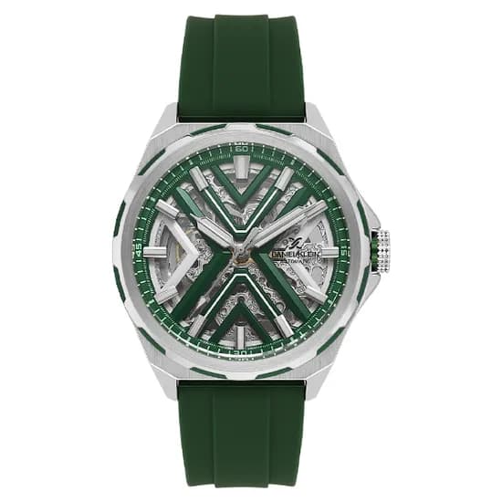 Relogio Analógico Masculino Daniel Klein DK.1.14017-2 Skeleton / Pulseira de Silicone - Verde/Prata