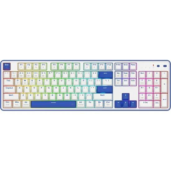 Teclado Gamer Mecânico Redragon Faye Pro K685WB-RGB-Pro RGB Sem Fio Switch Red - White/Blue (Inglés)