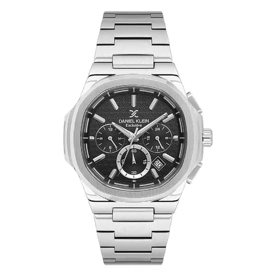 Relogio Analógico Masculino Daniel Klein DK.1.14082-2 Exclusive Gents / Pulseira de Aço Inoxidável - Prata/Preto
